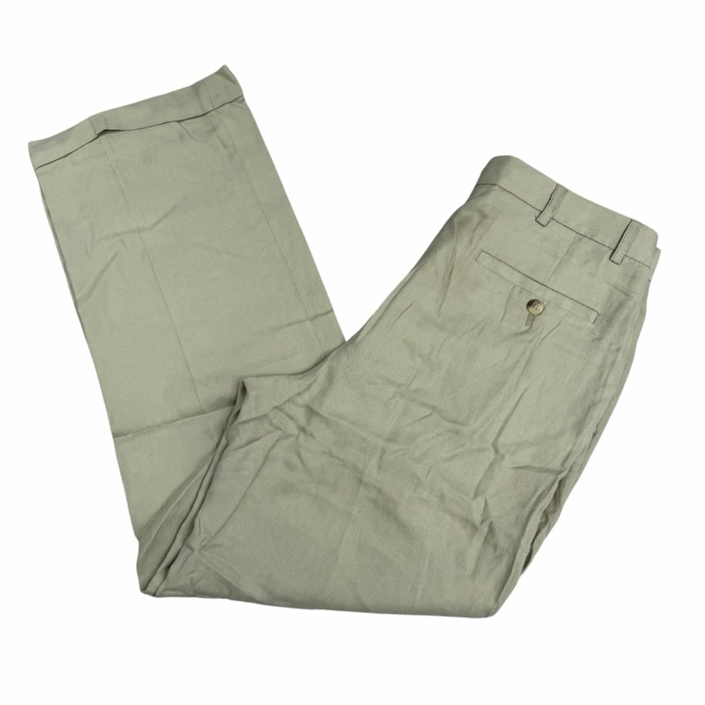 NWT Barry Bricken Tan 100% Tencel Double Pleated Dress Pants - Size 32x30